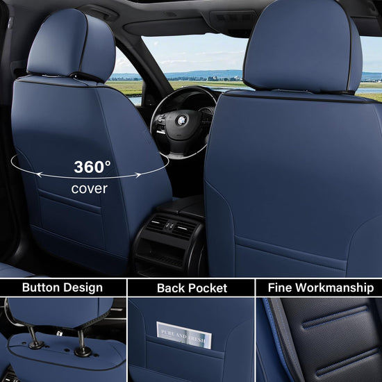 Coverado car seat covers — waterproof leather front seat protectors in blue