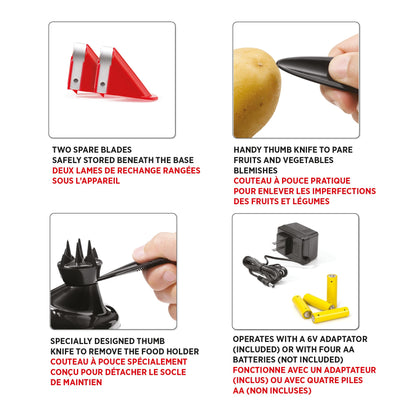 Starfrit bladed food peeler — electric design with spare blades for easy use