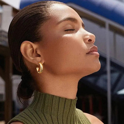 Gacimy chunky hoop earrings — 14K gold plated, 925 sterling silver post hoops for women