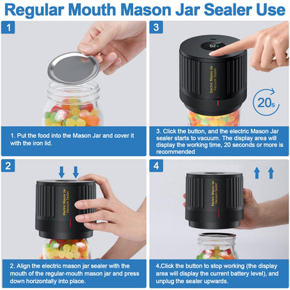 Electric mason jar vacuum sealer machine - vacuum sealing kit included