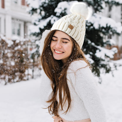 PAGE ONE winter ribbed beanie with pompom
