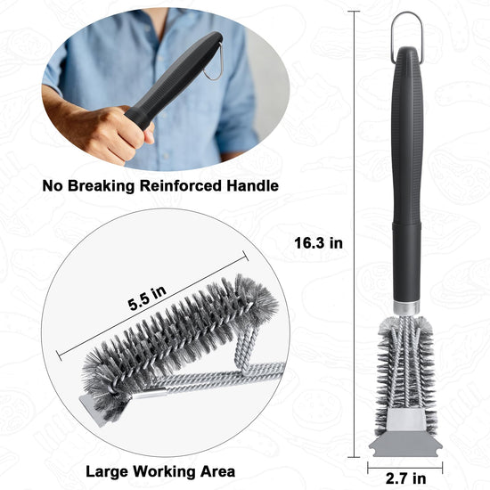 Cleaning brush — Bristle free design with wide scraper for worry free cleaning