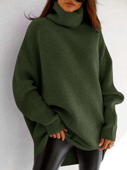 imesrun oversized turtleneck sweater with batwing sleeves