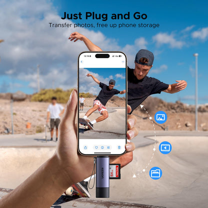 UGREEN memory card reader — 2 in 1 USB C and USB 3.0 compatibility with devices