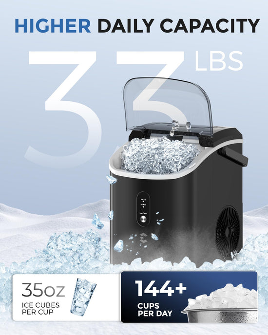 EASYERA nugget ice maker — self-cleaning portable pebble ice machine with scoop and bucket