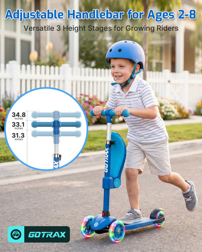 Gotrax KS3 kids kick scooter with adjustable handlebars and LED lighted wheels