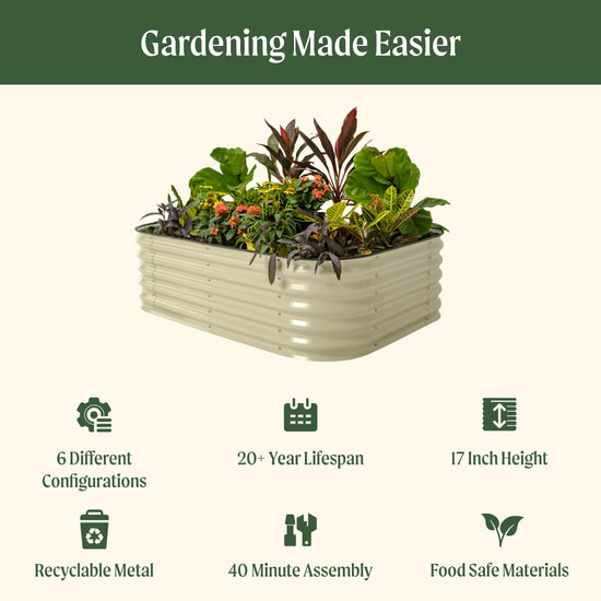 Modular Raised Garden Bed — 17" Tall, 6-in-1 Configuration | Olive Green