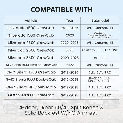 EKR Silverado seat cover — Custom fit neoprene for Chevrolet Silverado 2019-2026