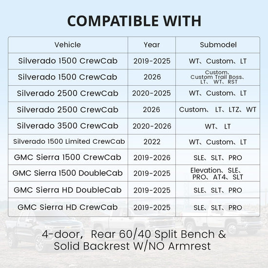 EKR Silverado seat cover — Custom fit neoprene for Chevrolet Silverado 2019-2026