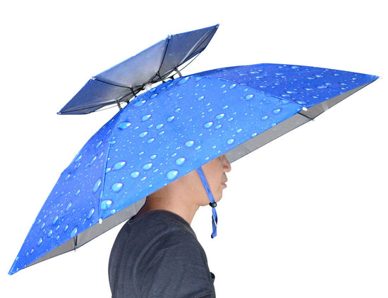NEW-Vi fishing umbrella hat - Folding adjustable sun and rain cap for outdoor use