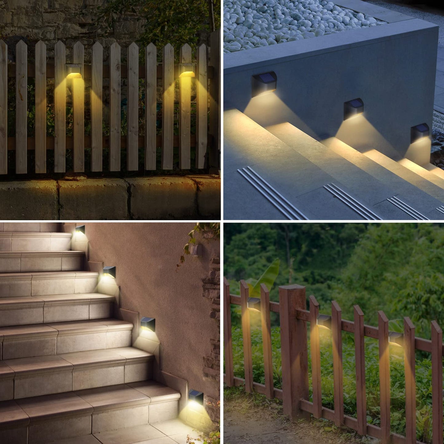 VWCYL+ Solar Fence Lights -Deck & Step & Stair Lights - Warm White/Daylight/Cool White Options for Yard Garden Deck Stair Step Fences,Waterproof（2-Pack）