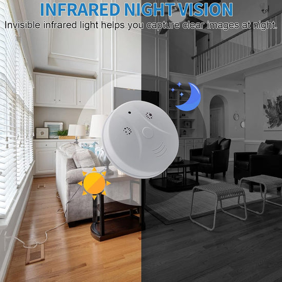 Home Security Spy Camera 1080P HD Smoke the Detector Hidden Camera WiFi Wireless Video Camera with App Control Night Vision Motion Detection Indoor Cam for Office, Pet