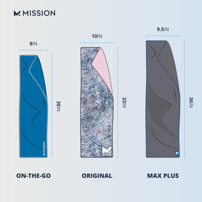 MISSION cooling towel — soft microfiber with UPF 50 protection and machine washable