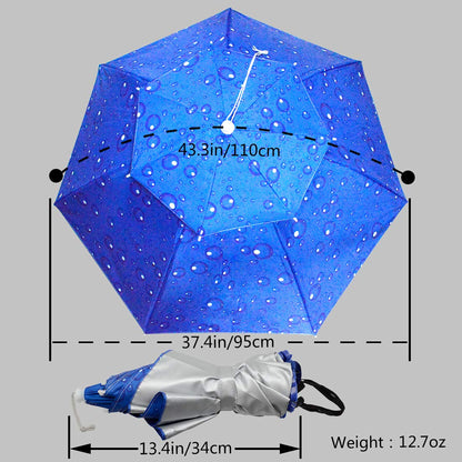 NEW-Vi fishing umbrella hat - Folding adjustable sun and rain cap for outdoor use