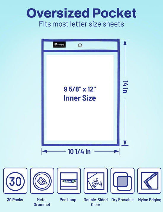 CARD_DOCUMENT_SLEEVE — SUNEE assorted colors dry erase pockets