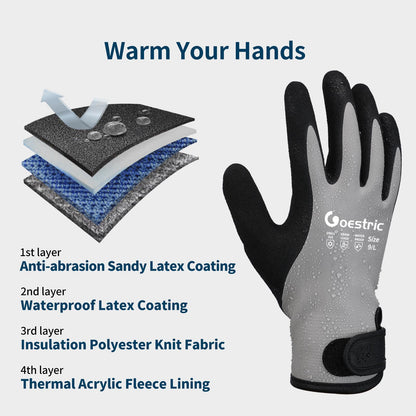GOESTRIC waterproof winter work gloves with grip for shoveling snow