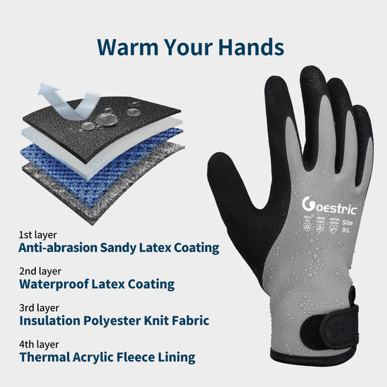 GOESTRIC waterproof winter work gloves with grip for shoveling snow