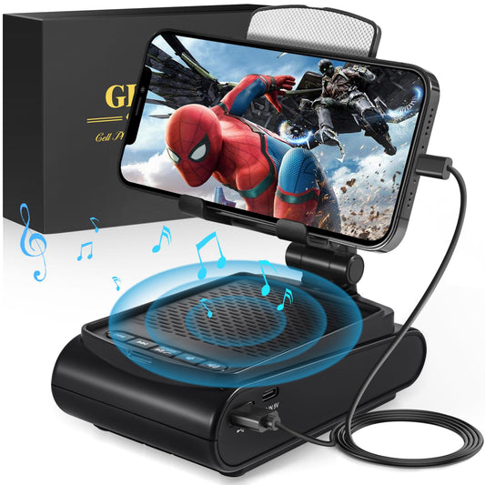 GLOPUS cell phone stand with wireless Bluetooth speaker