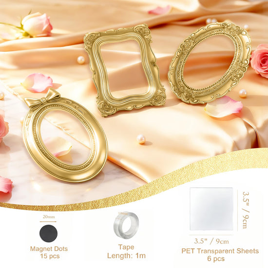 ERESGREAT picture frames — vintage gold mini set for tabletop decor (5 pcs)