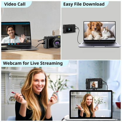 Duluvulu digital camera — 48MP vlogging camera with 180° flip screen and zoom