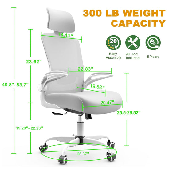 Mimoglad office chair — High back ergonomic design with adjustable support and headrest