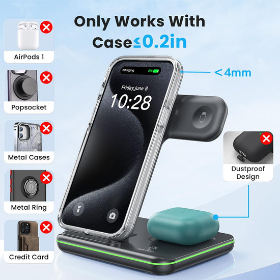 Charging adapter — WAITIEE 3 in 1 wireless charger for iPhone, Apple Watch, AirPods