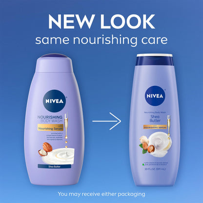 NIVEA skin cleaning agent — shea butter nourishing body wash 20 fl oz bottle