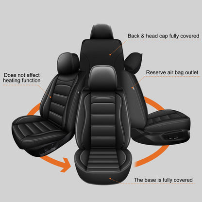 AOMSAZTO vehicle seat cover — waterproof leather for Dodge Charger 2006-2025 black 2pcs front seat