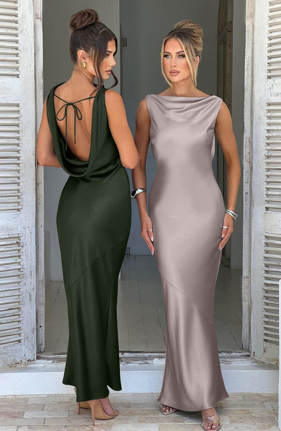 Dress — Elegant sleeveless high neck tie maxi dress by Memoriesea