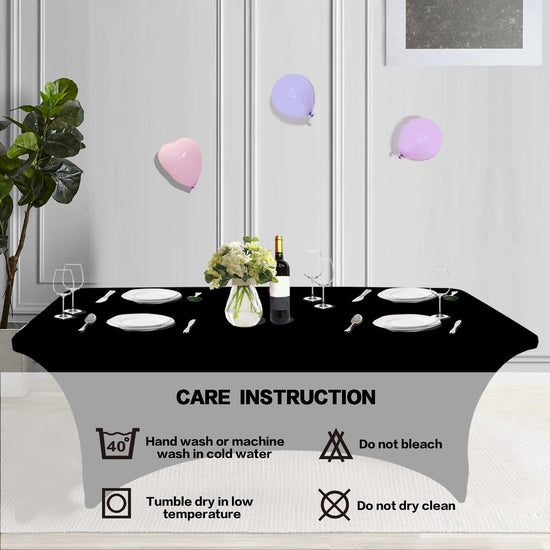IVAPUPU tablecloth - 6FT fitted stretch black cover for events and parties