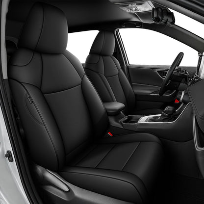 AOMSAZTO vehicle seat covers - Custom fit faux leather black for Toyota RAV4 2019-2025 LE XLE Limited Premium.