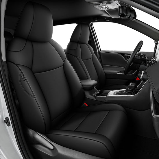 AOMSAZTO vehicle seat covers - Custom fit faux leather black for Toyota RAV4 2019-2025 LE XLE Limited Premium.
