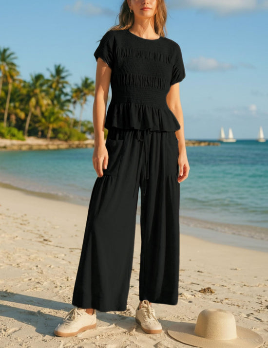 Antnation coordinated outfit with smocked top and wide-leg pants set