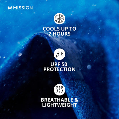 MISSION cooling towel — soft microfiber with UPF 50 protection and machine washable