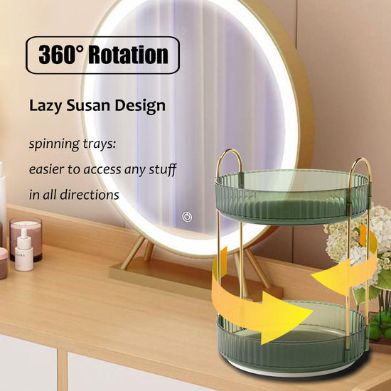 Zufudo rotating tray — Clear skincare and perfume storage for bathroom vanity