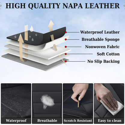 Coverado seat covers - waterproof nappa leather front seat covers for most cars