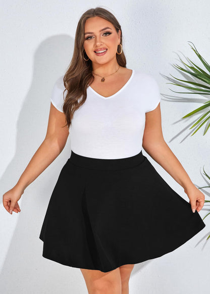 Hanna Nikole womens plus size mini skater skirt with pockets