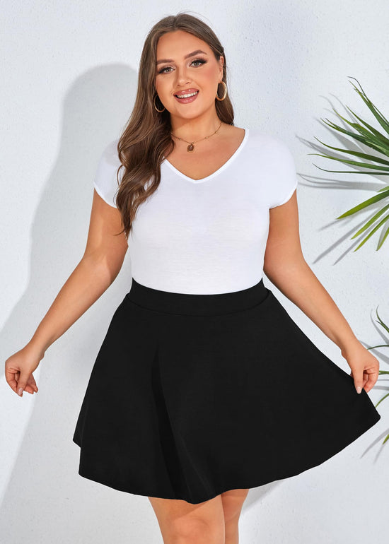 Hanna Nikole womens plus size mini skater skirt with pockets