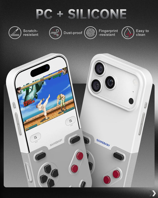 GameBaby for iPhone 17 Pro Case, Handheld Retro Gaming Console Style Phone Case with Physical Buttons for Gameboy Color Advance, Smartphone Cover Controller Supports Delta Emulator GB GBC GBA NES