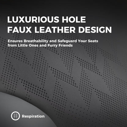 FEINEPRO Black Car Seat Covers Full Set - Breathable Faux Leather Universal 5 Seat Covers for Cars, Automotive Protector Fit for Most Sedan SUV Pick-up Truck