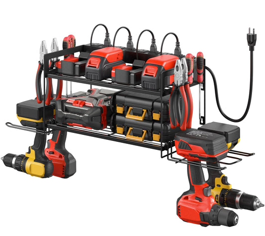 CCCEI storage rack with charging station and wall mount for drills holder
