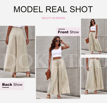 Dokotoo pants — Casual elastic waist wide leg design with pockets