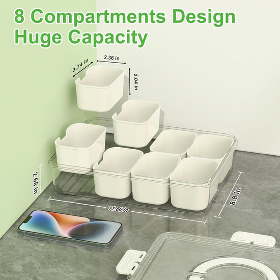Mfacoy tray — divided serving tray with lid and handle, 2 pack set for snacks and travel