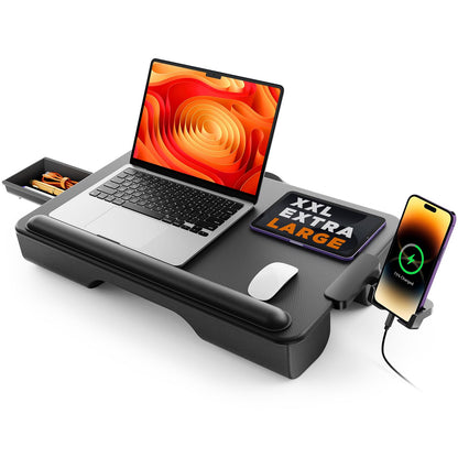 SAIJI lap desk — Portable design with cushion and storage drawer for laptops up to 17 inches