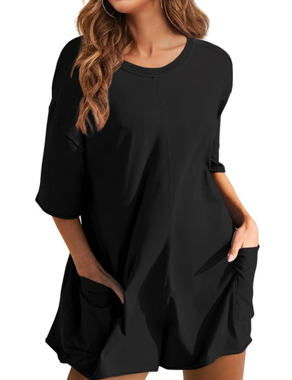 One piece outfit — Oversized reversible athletic romper with pockets