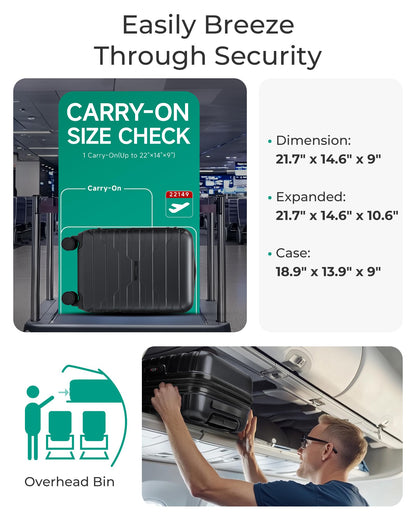 BAGSMART carry on suitcase - Lightweight and expandable with spinner wheels and TSA lock
