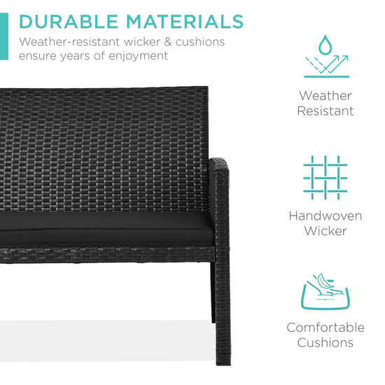 Best Choice Products outdoor wicker patio conversation set with coffee table and cushions