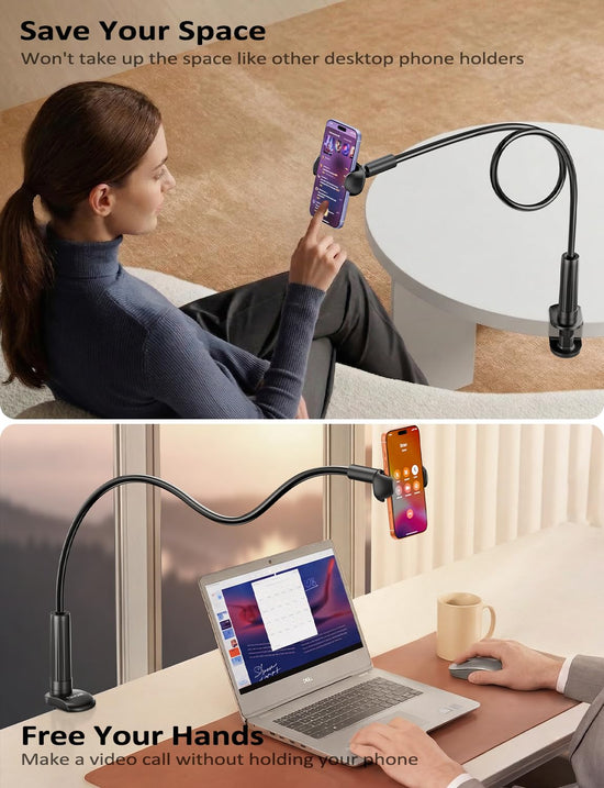 Tryone gooseneck phone holder stand — flexible arm adjustable mount for phones 4-7