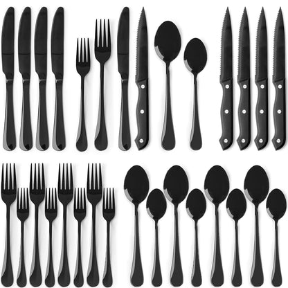 Astercook flatware set — food-grade stainless steel with steak knives included