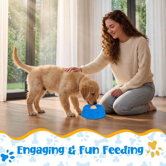 Slow Feeder Dog Bowl with Interactive Roll Ball, Anti-Slip Dog Lick Bowl